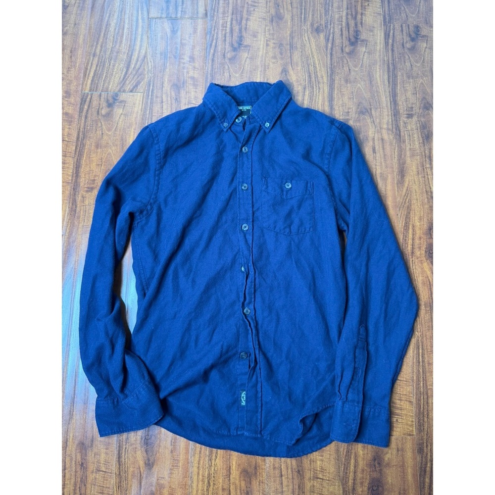 Todd Snyder Shirt Mens Small  Navy Blue Solid Button Up Long Sleeve Cotton